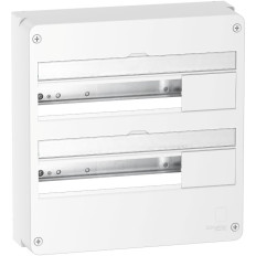 Coffret 2 rangées - 18 modules - Saillie - Blanc - Resi9