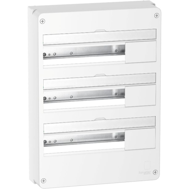 Coffret 3 rangées - 18 modules - Saillie - Blanc - Resi9
