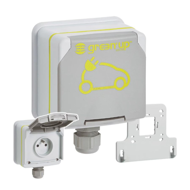 Pack Prise Green'Up Legrand 16A IP66 + Câble Type 2 3,7 kW 5 m pour Voiture Électrique