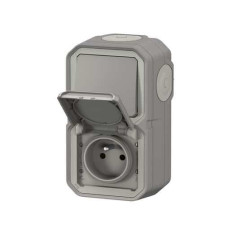 Prise 2P+T + va-et-vient vertical Gris Plexo