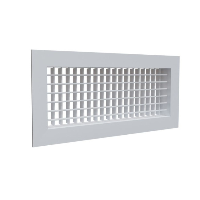 Grille de soufflage double déflexion - 400 x 150 mm - Aluminium blanc mat
