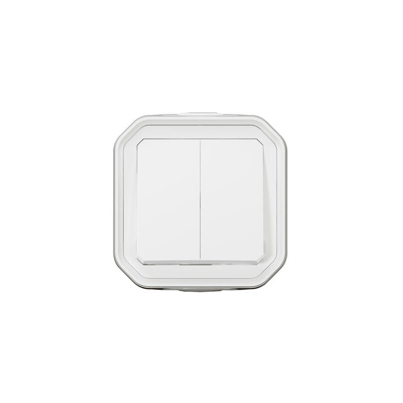 Double interrupteur poussoir Blanc Plexo