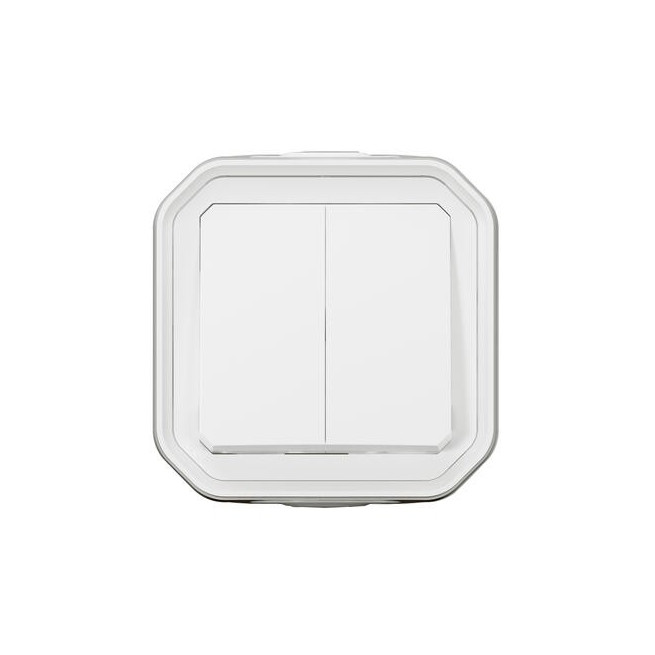 Double interrupteur poussoir Blanc Plexo
