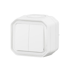 Double interrupteur poussoir Blanc Plexo