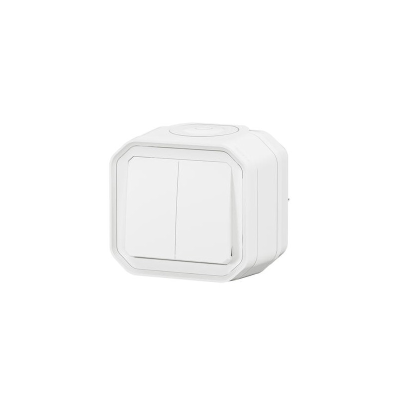 Double interrupteur poussoir Blanc Plexo
