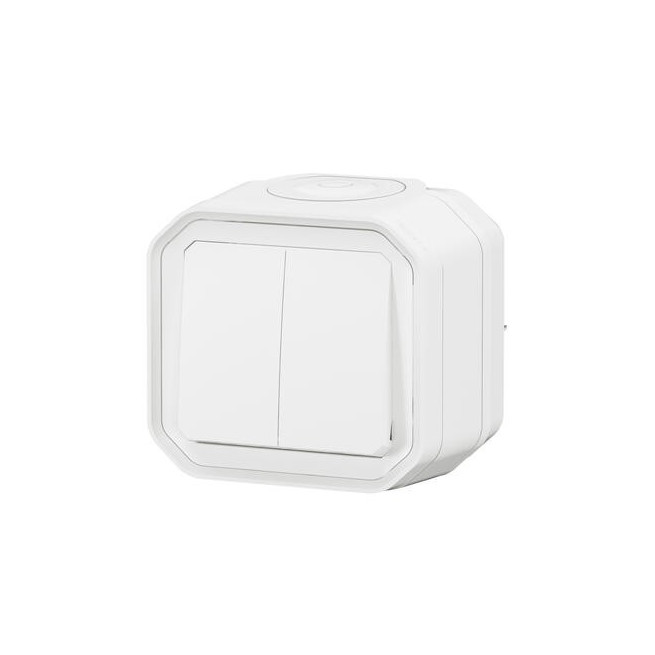 Double interrupteur poussoir Blanc Plexo