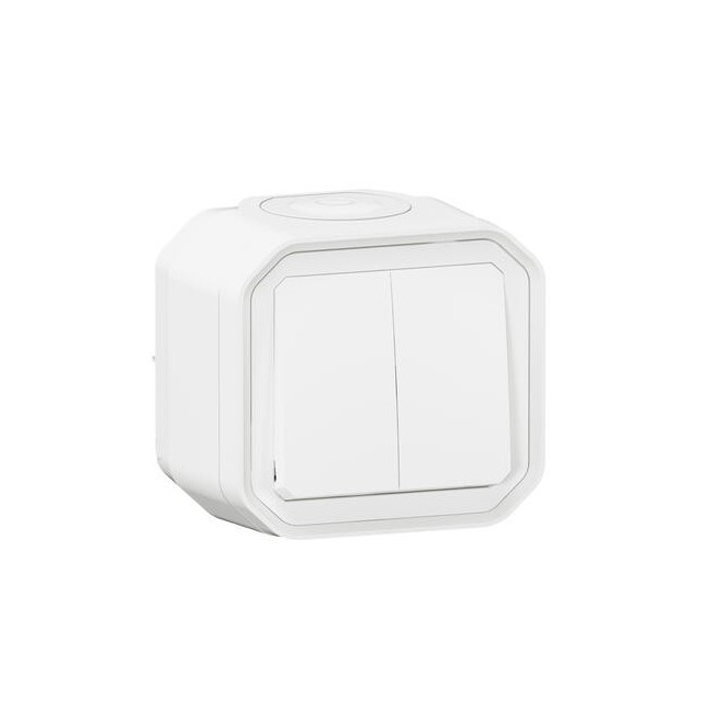 Double interrupteur poussoir Blanc Plexo