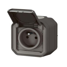 Prise 2P+T avec volet Anthracite Plexo