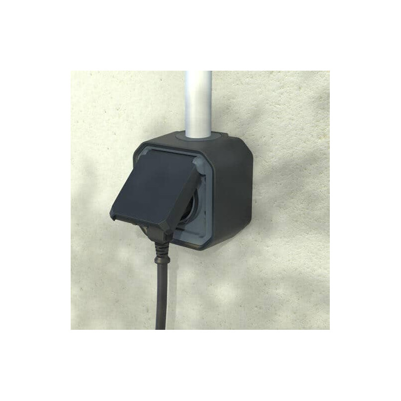 Prise 2P+T avec volet Anthracite Plexo