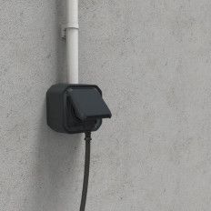 Prise 2P+T avec volet Anthracite Plexo