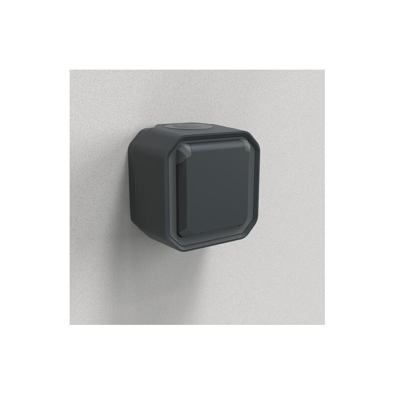 Prise 2P+T avec volet Anthracite Plexo