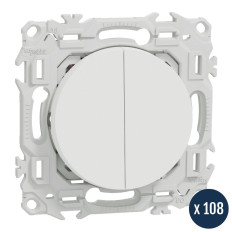 Lot de 108 double va-et-vient ou poussoir - 10 AX - Blanc craie - Odace 2025