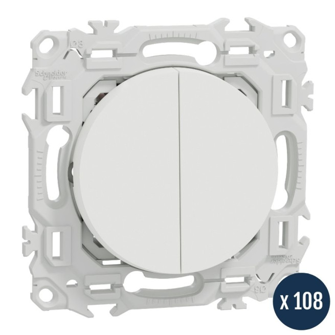 Lot de 108 double va-et-vient ou poussoir - 10 AX - Blanc craie - Odace 2025
