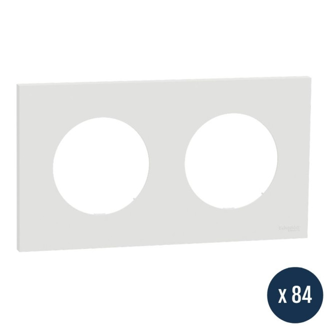 Lot de 84 plaques de finition 2 postes - Blanc craie - Odace 2025