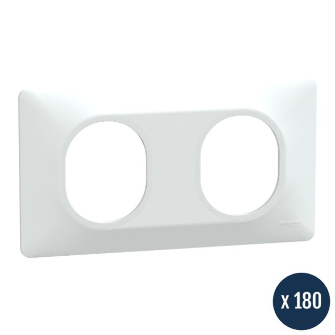 Lot de 180 plaques de finition 2 postes - Blanc - Ovalis