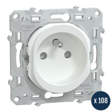 Lot de 108 prises de courant 2P + T - À puits - Blanc - Ovalis