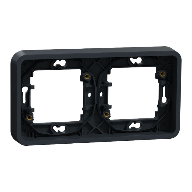 Cadre 2 postes - Horizontal - Encastré - IP55 - IK08 - Gris - Mureva Styl