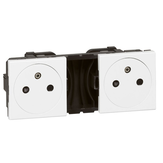 Double prise de courant 2x 2P + T - Surface - 2 x 2 modules - Mosaic
