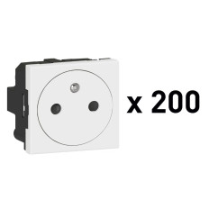 Lot de 200 prises de courant 2P + T - Surface - 2 modules - Blanc - Mosaic