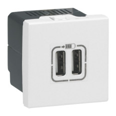 Chargeur doubleUSB A - 15 W - 2 modules - Mosaic