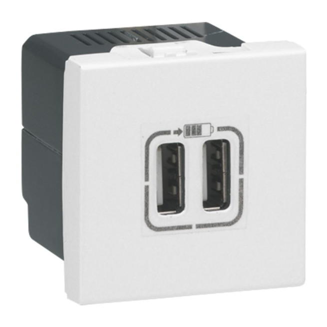 Chargeur doubleUSB A - 15 W - 2 modules - Mosaic