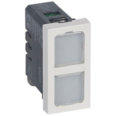 Voyant antimicrobien - Double - 230 V - Avec 4 étiquettes de couleur - 1 module - Blanc - Mosaic