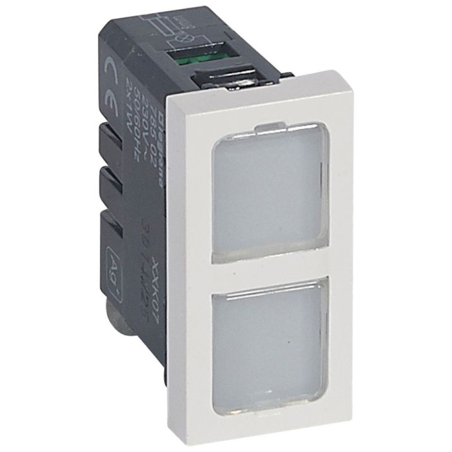Voyant antimicrobien - Double - 230 V - Avec 4 étiquettes de couleur - 1 module - Blanc - Mosaic