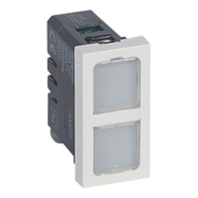 Voyant antimicrobien - Double - 12-24 V - Avec 4 étiquettes de couleur - 1 module - Blanc - Mosaic