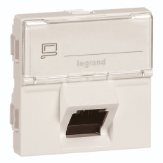 Prise RJ45 cat.6A STP inclinée à 45° - 2 modules - Blanc - Mosaic