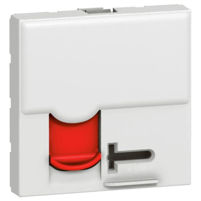 Prise RJ45 cat.6 STP à clé - 2 modules - Blanc avec volet rouge - Mosaic