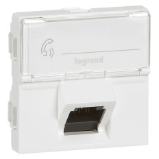 Prise RJ45 cat.6 STP inclinée à 45° - 2 modules - Blanc - Mosaic