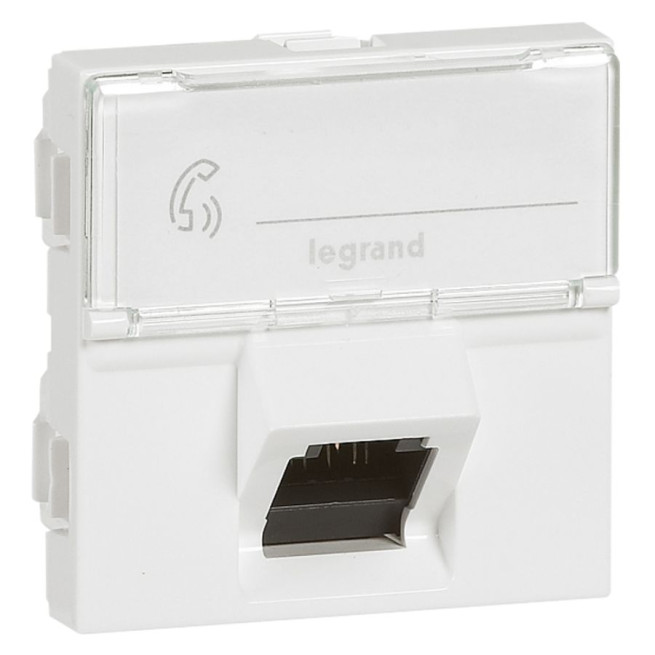 Prise RJ45 cat.6 STP inclinée à 45° - 2 modules - Blanc - Mosaic