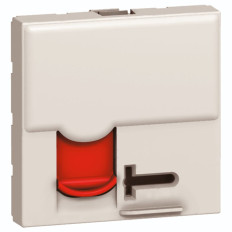 Prise RJ45 cat.6 FTP à clé - 2 modules - Blanc avec volet rouge - Mosaic