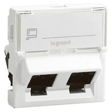 Double prises RJ45 cat.6 FTP inclinée à 45° - 2 modules - Blanc - Mosaic