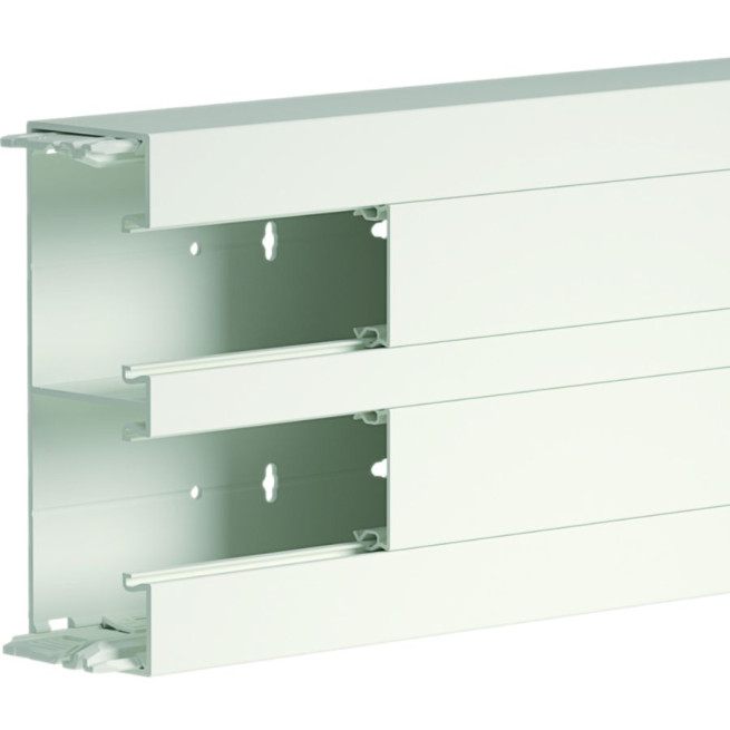Goulotte d'installation - 164 x 55 mm - 2 compartiments - Longeur 2 m - PVC - Blanc - Tercia Clip45