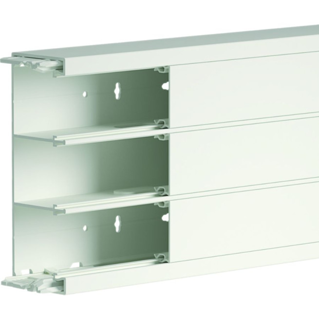 Goulotte d'installation - 164 x 55 mm - 3 compartiments - Longeur 2 m - PVC - Blanc - Tercia Clip45