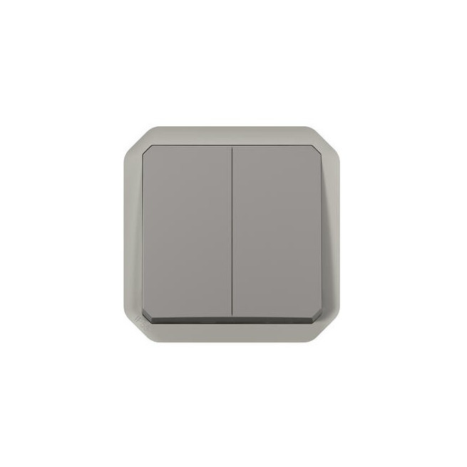 Double interrupteur ou poussoir Gris Plexo