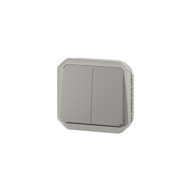 Double interrupteur ou poussoir Gris Plexo