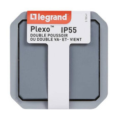 Double interrupteur ou poussoir Gris Plexo