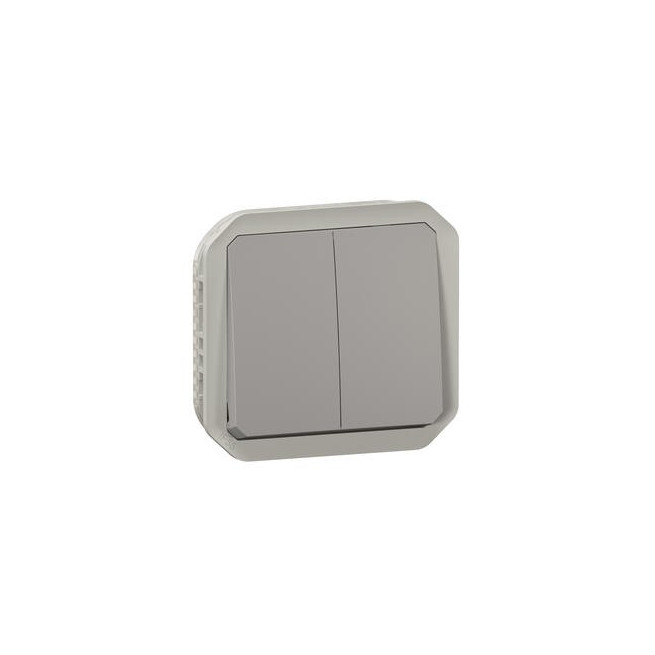 Double interrupteur ou poussoir Gris Plexo