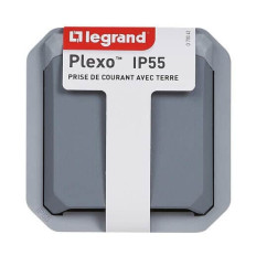 Prise 2P+T avec volet Gris Plexo