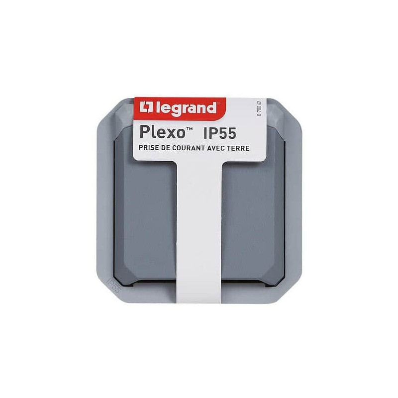 Prise 2P+T avec volet Gris Plexo