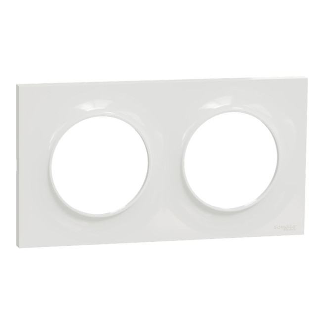 Plaque 2 postes - Entraxe 71 mm - Blanc - Odace Styl 2011