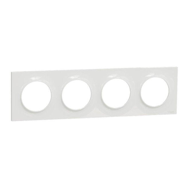 Plaque 4 postes - H / V - Entraxe 71 mm - Blanc - Odace Styl 2011