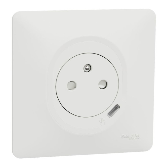 Prise de courant 2P + T + chargeur USB C - Affleurante - Avec plaque - Ovalis