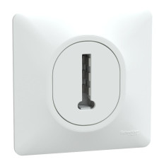 Prise téléphone en T - 8 contacts - Avec plaque - Blanc - Ovalis