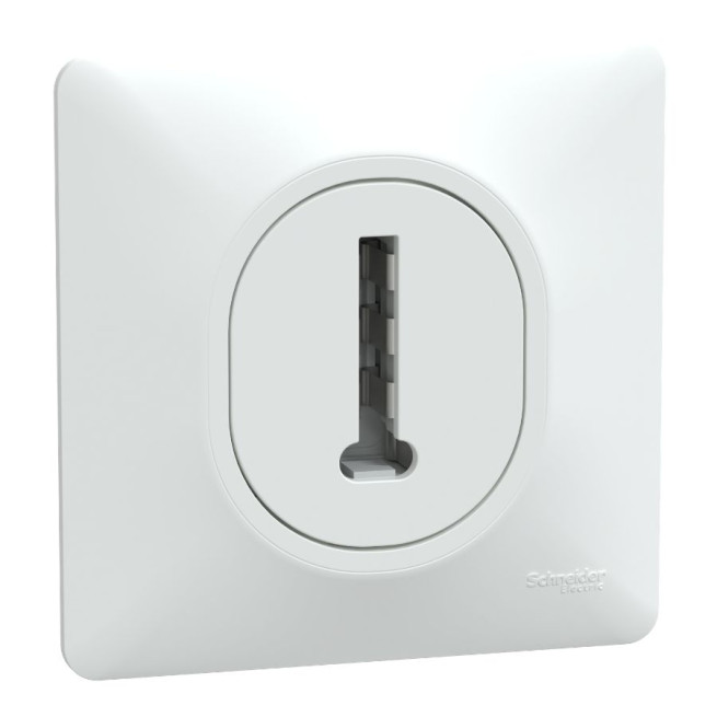 Prise téléphone en T - 8 contacts - Avec plaque - Blanc - Ovalis