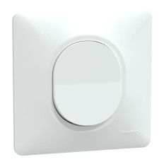 Poussoir à fermeture - 10 AX - Avec plaque - Blanc - Ovalis
