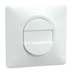Poussoir à fermeture avec porte étiquette - 10 AX - Avec plaque - Blanc - Ovalis