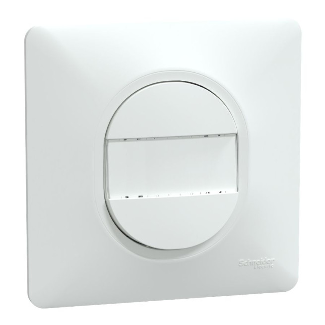 Poussoir à fermeture avec porte étiquette - 10 AX - Avec plaque - Blanc - Ovalis
